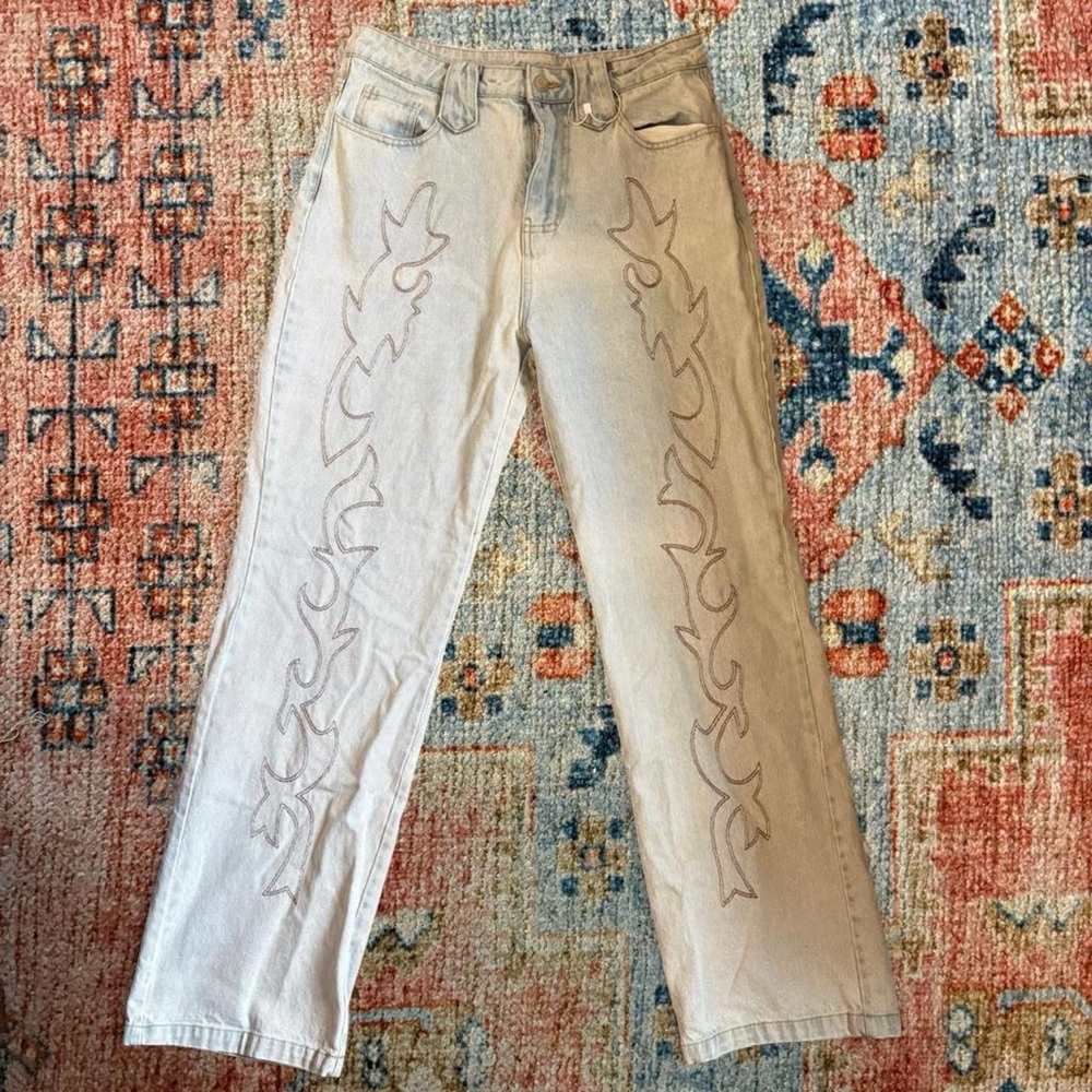 Elegant Beige Straight Leg Jeans